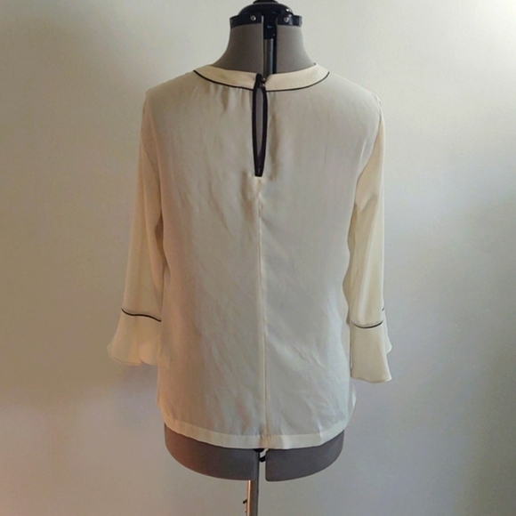Banana Republic Piped Flutter Sleeve Blouse Sz M - Picture 5 of 9